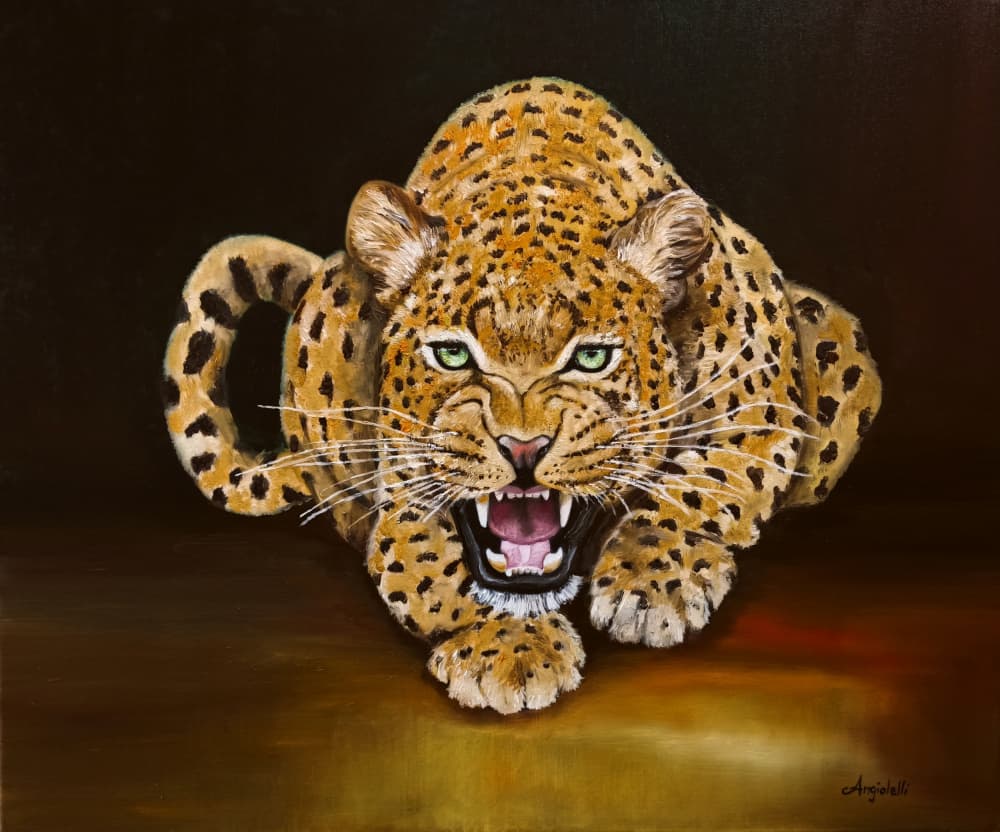 Fierce Leopard Snarls by Anna Rita Angiolelli — canvas wall art