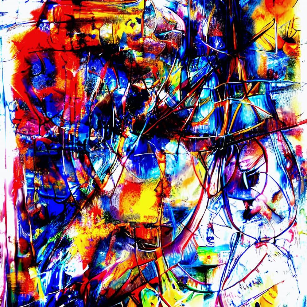 Vibrant Abstract Chaos by mnemonixART — canvas wall art