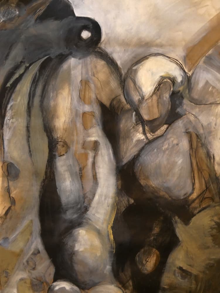 Abstract Figures Embrace by Doris Schmitz — canvas wall art