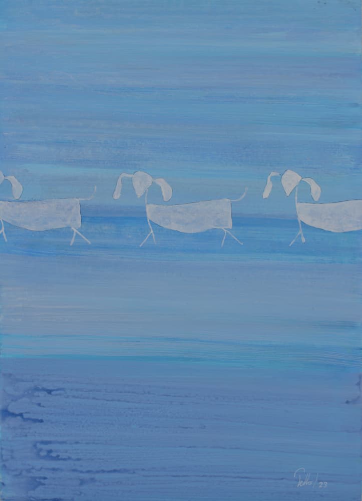 Abstract Blue Dogs by Mr PETTO — canvas wall art