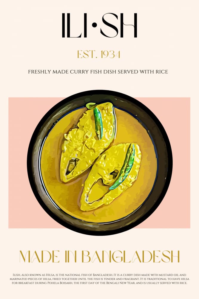 Golden Ilish Curry by Nazma Khokhar — canvas wall art