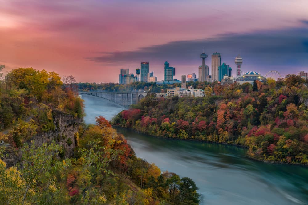 Niagara Falls Autumn Skyline by Ling Lu — canvas wall art