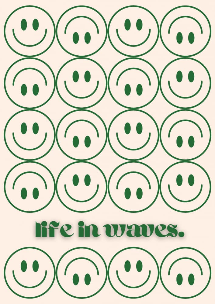 Life In Waves Smileys by Nazma Khokhar — canvas wall art