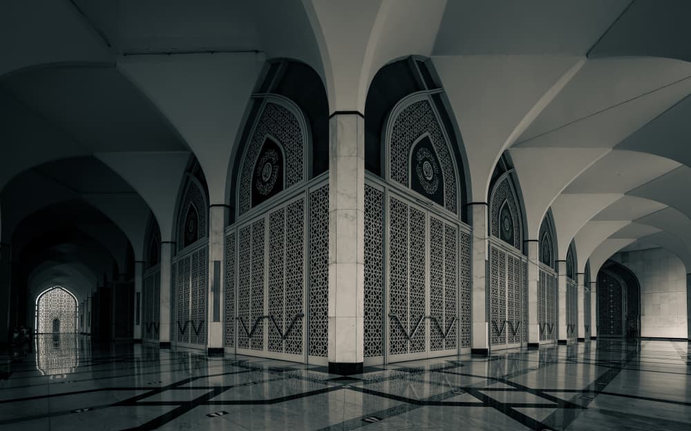 Geometric Mosque Hallway by R Suguri — canvas wall art