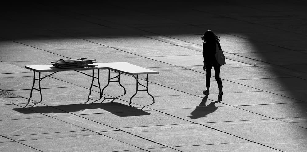Woman Walking Shadows by Jian Wang — canvas wall art
