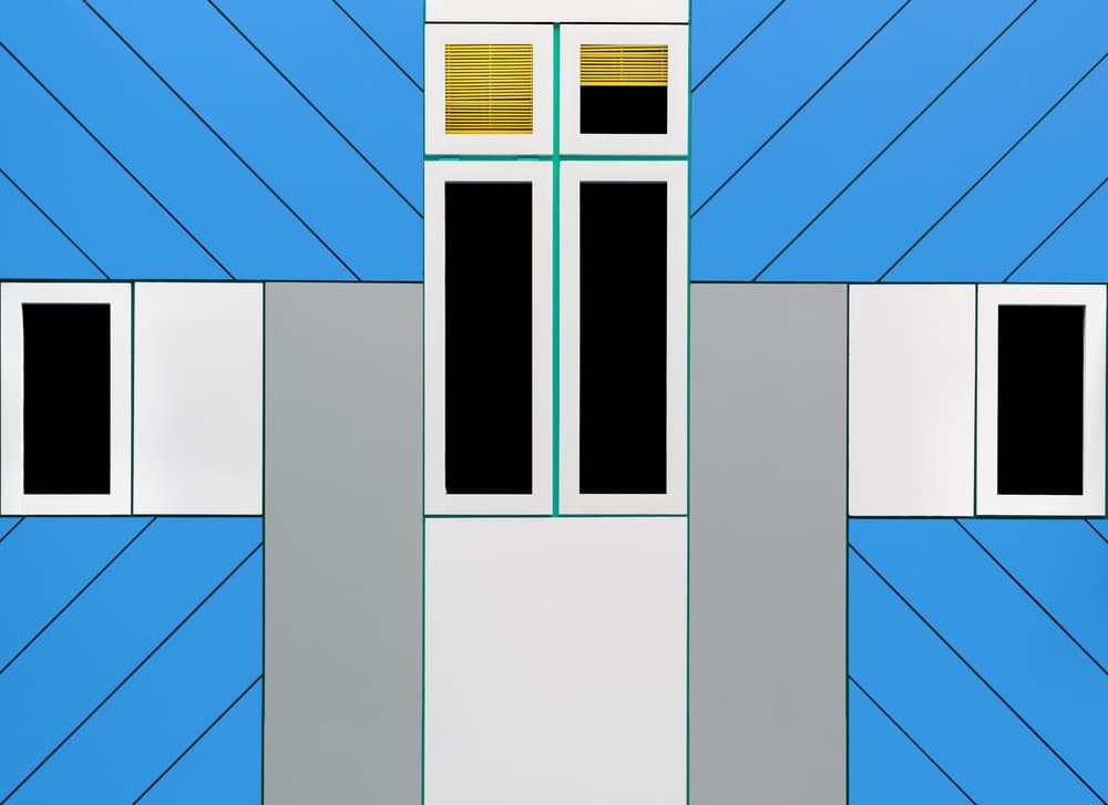 Geometric Blue Facade by Marc Huybrighs — canvas wall art