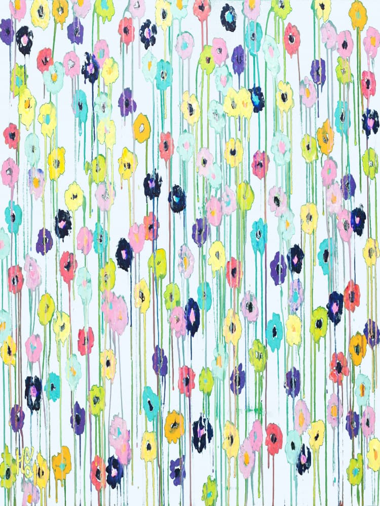 Colorful Drip Flowers by Helen Joynson — canvas wall art