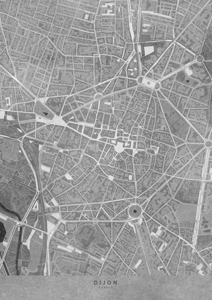 Historic Dijon Map by Rosana Laiz Blursbyai — canvas wall art
