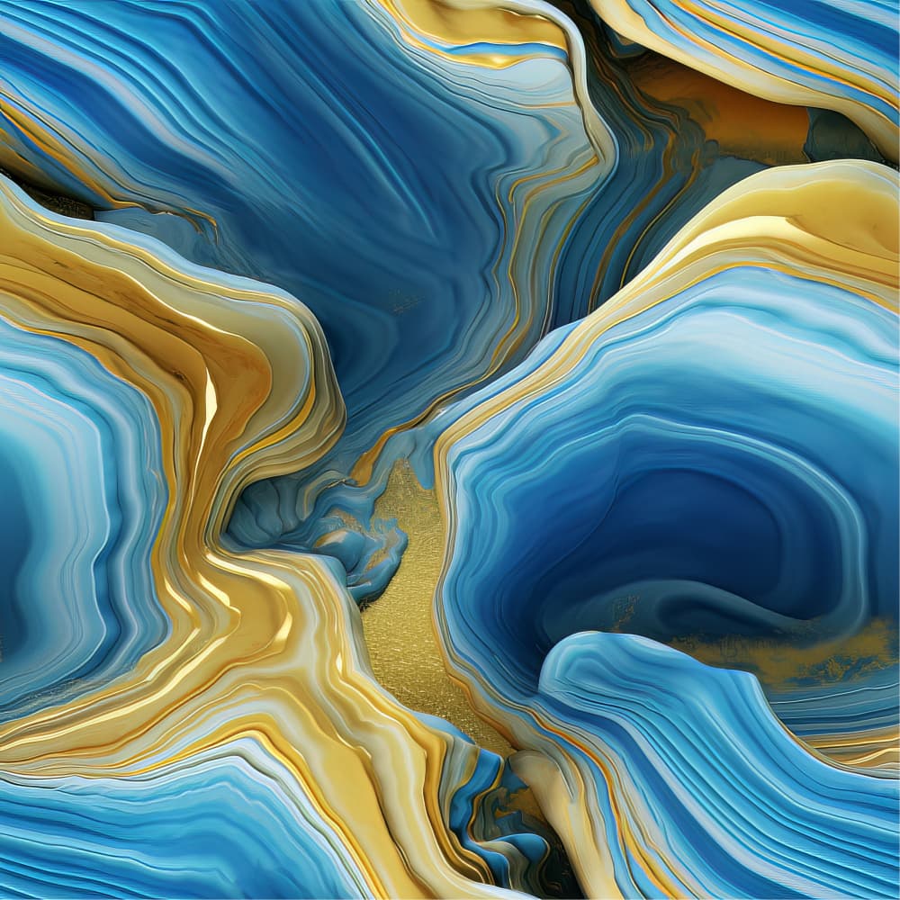 Blue Gold Flow by Bilge Paksoylu — canvas wall art