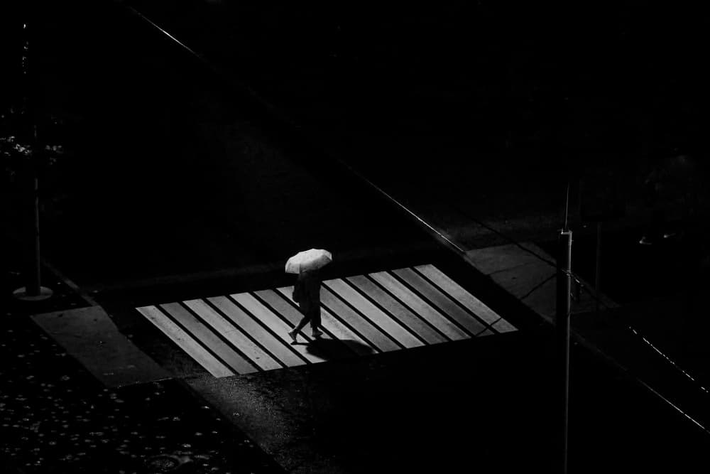 Night Umbrella Crosswalk by Vladislav Danilov — canvas wall art