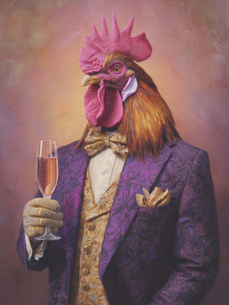 Dapper Rooster Toast by Andreas Magnusson — canvas wall art