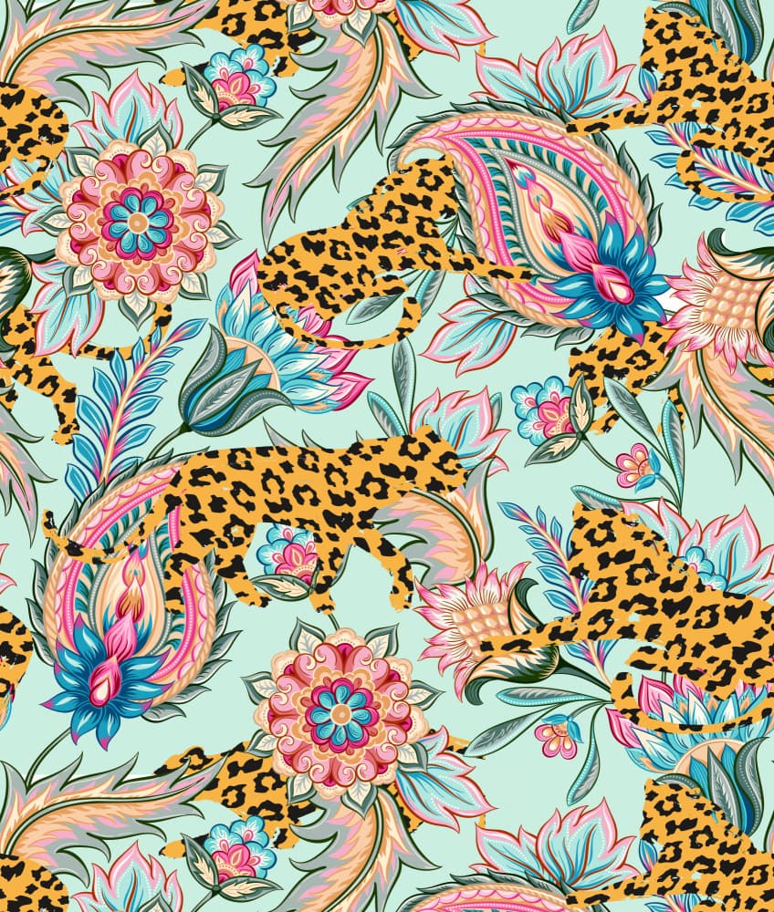 Vibrant Leopard Blooms by Uma Gokhale — canvas wall art
