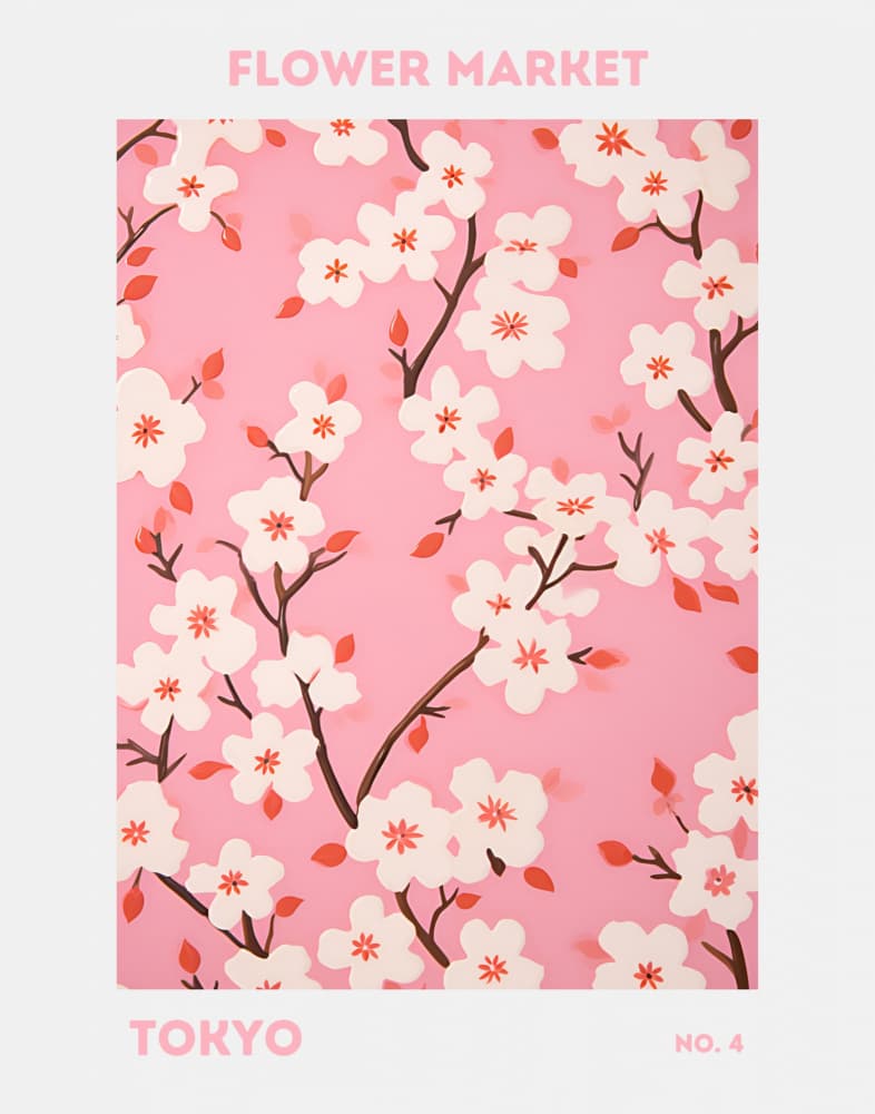 Cherry Blossom Market by Jolly and Dash — canvas wall art