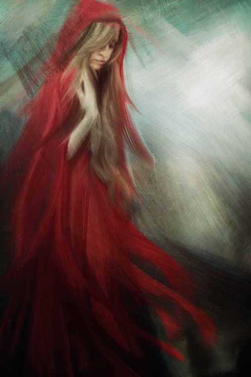 Red Hooded Woman by Charlaine Gerber — canvas wall art