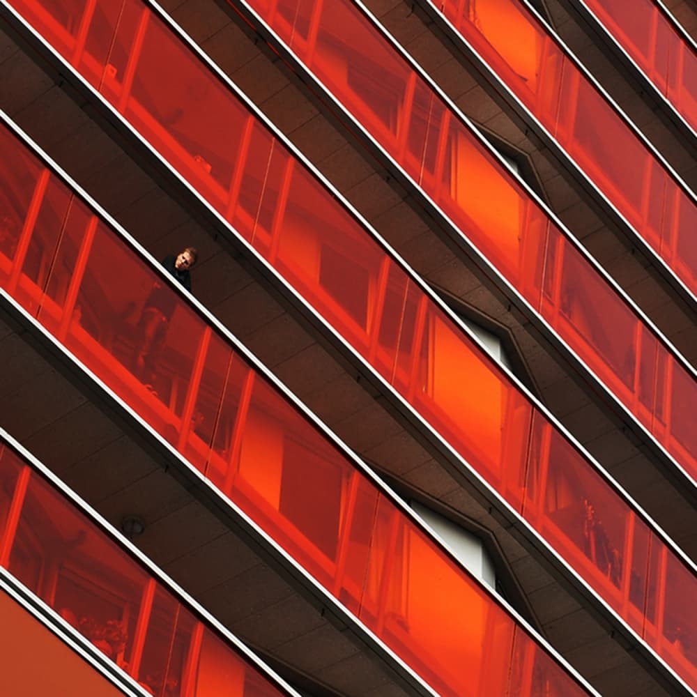 Red Balcony Observer by Gerard Jonkman — canvas wall art