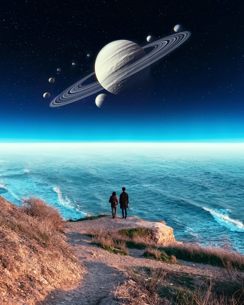Cosmic Ocean View by Ritvik takkar — canvas wall art