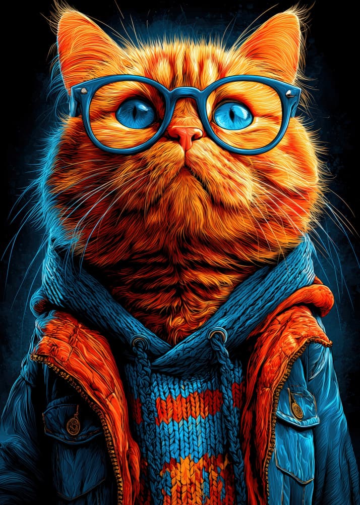 Stylish Orange Cat by Justyna Jaszke — canvas wall art