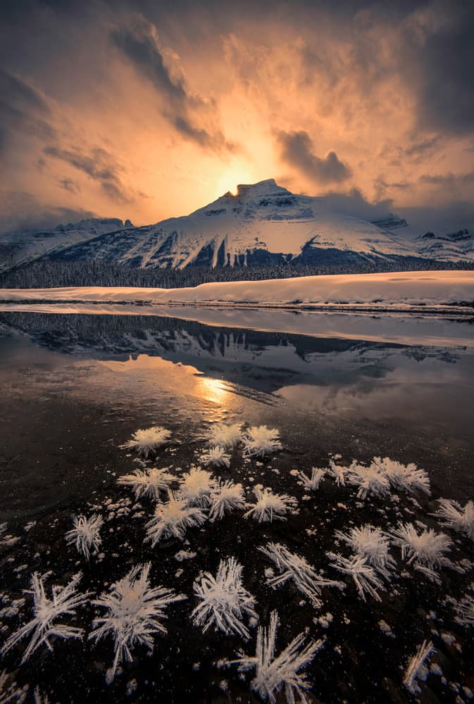 Mountain Sunrise Frost by Leah Xu — canvas wall art