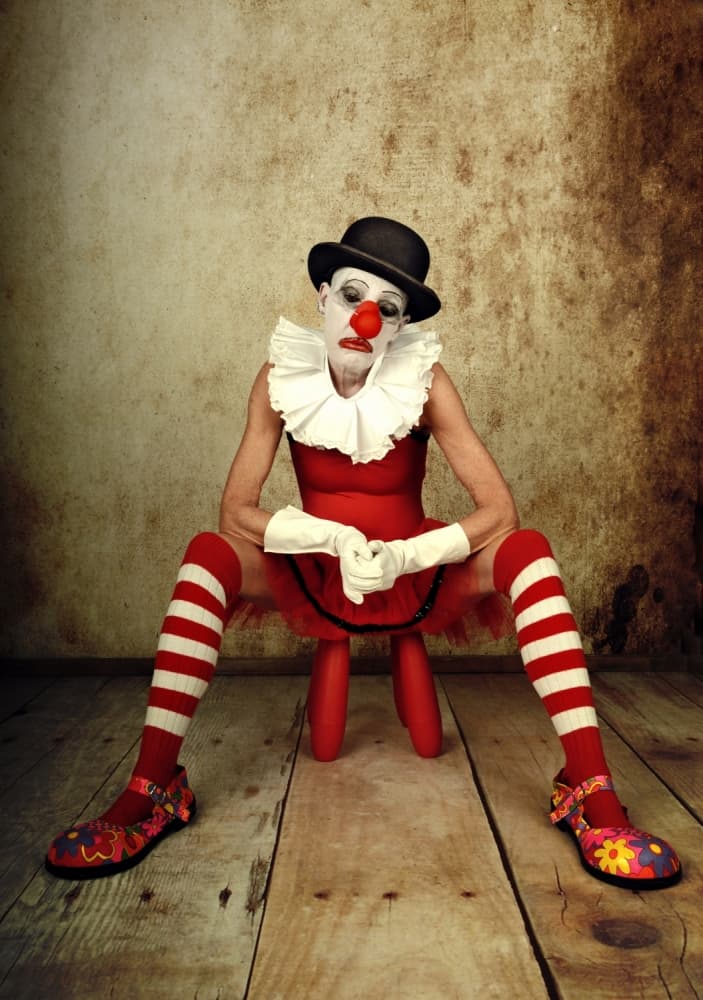 Melancholy Clown Portrait by Monika Vanhercke — canvas wall art
