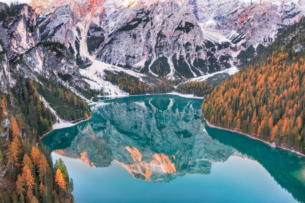 Alpine Lake Autumn Reflection by Luigi Ruoppolo — canvas wall art
