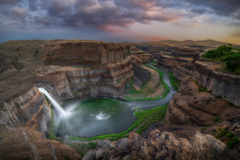 Dramatic Canyon Falls by Ti Wang — canvas wall art