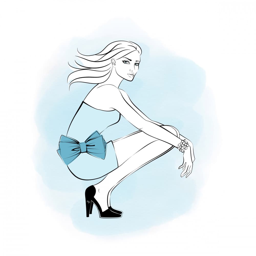 Stylish Woman Blue Dress by Martina — canvas wall art