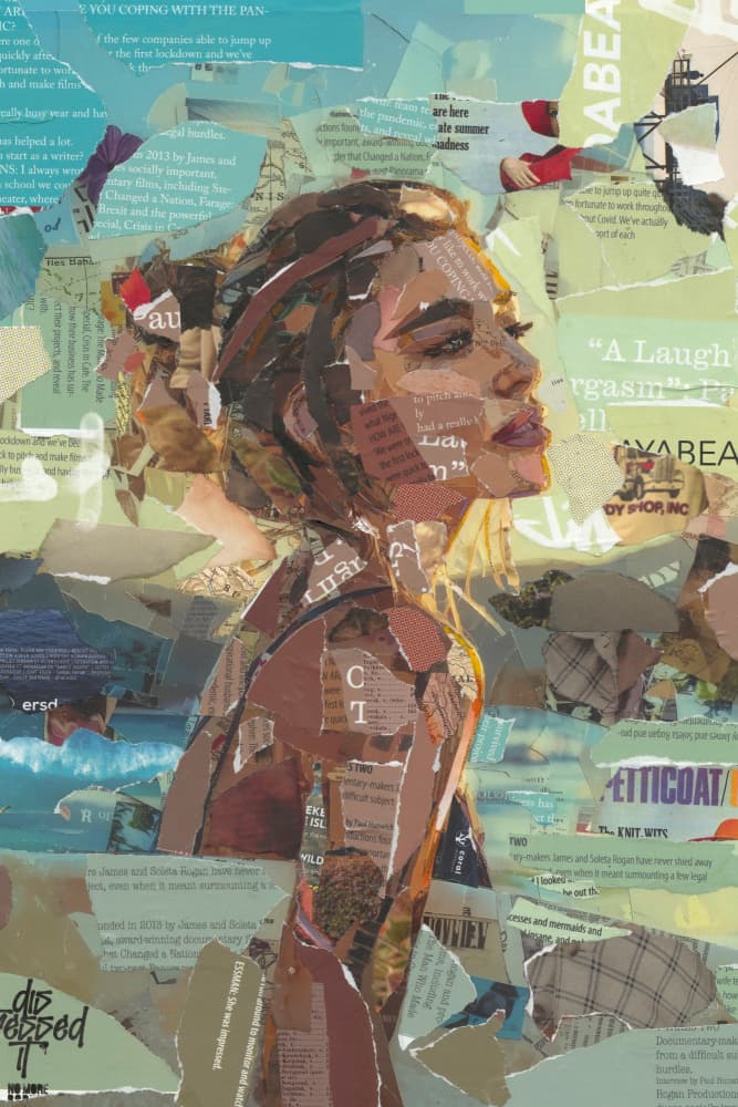 Sunlit Collage Woman by thomas chedeville — canvas wall art