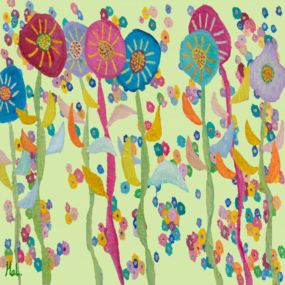 Colorful Whimsical Flowers by Helen Joynson — canvas wall art