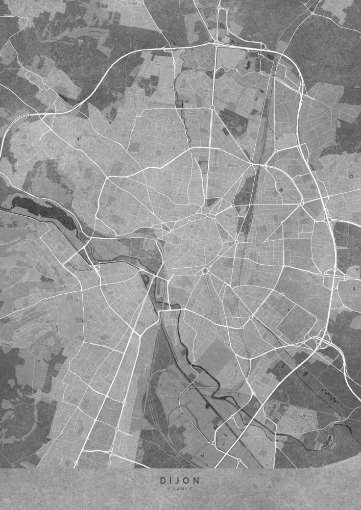 Historic Dijon City Map by Rosana Laiz Blursbyai — canvas wall art