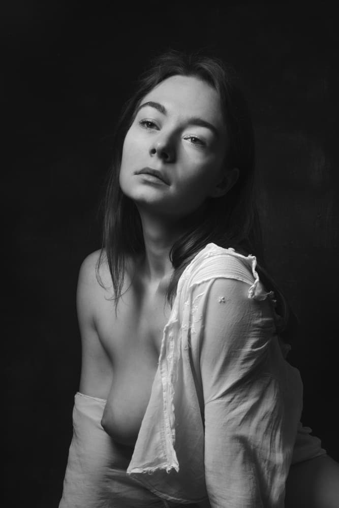 Pensive Monochrome Portrait by Ruth Franke — canvas wall art