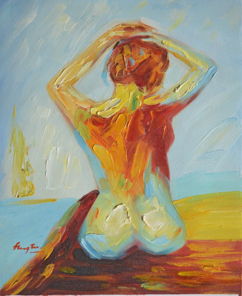 Tranquil Beach Nude by Hongtao Huang — canvas wall art