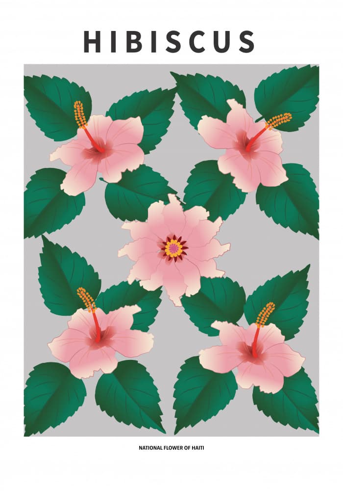 Pink Hibiscus Pattern by Paperago — canvas wall art