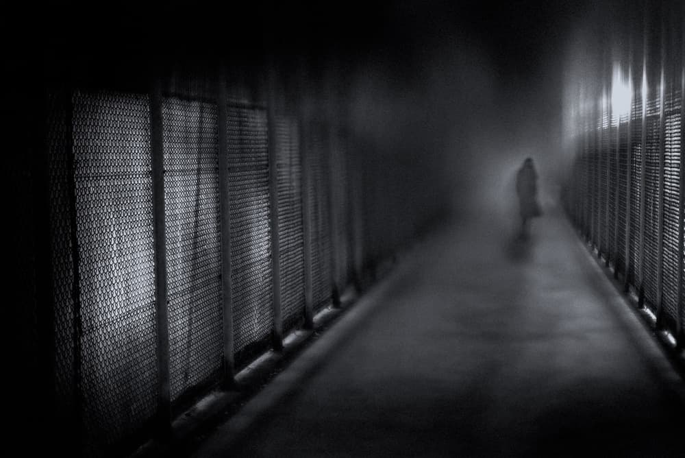 Mysterious Figure Dark Tunnel by Teruhiko Tsuchida — canvas wall art