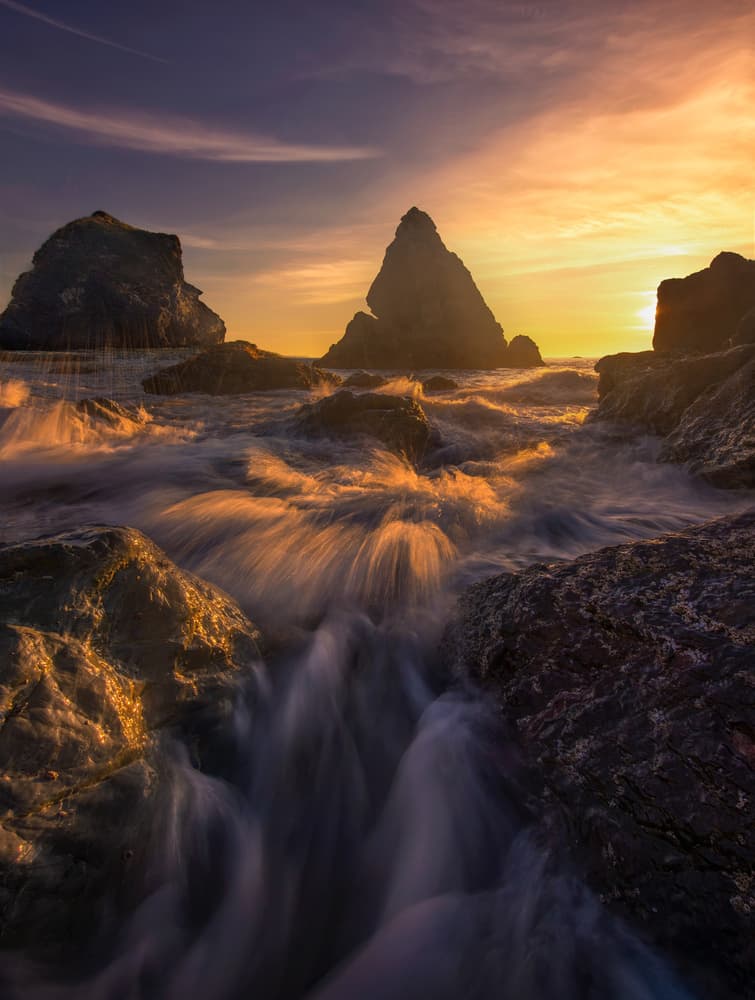 Golden Coastal Sunset by Ruiqing P. — canvas wall art