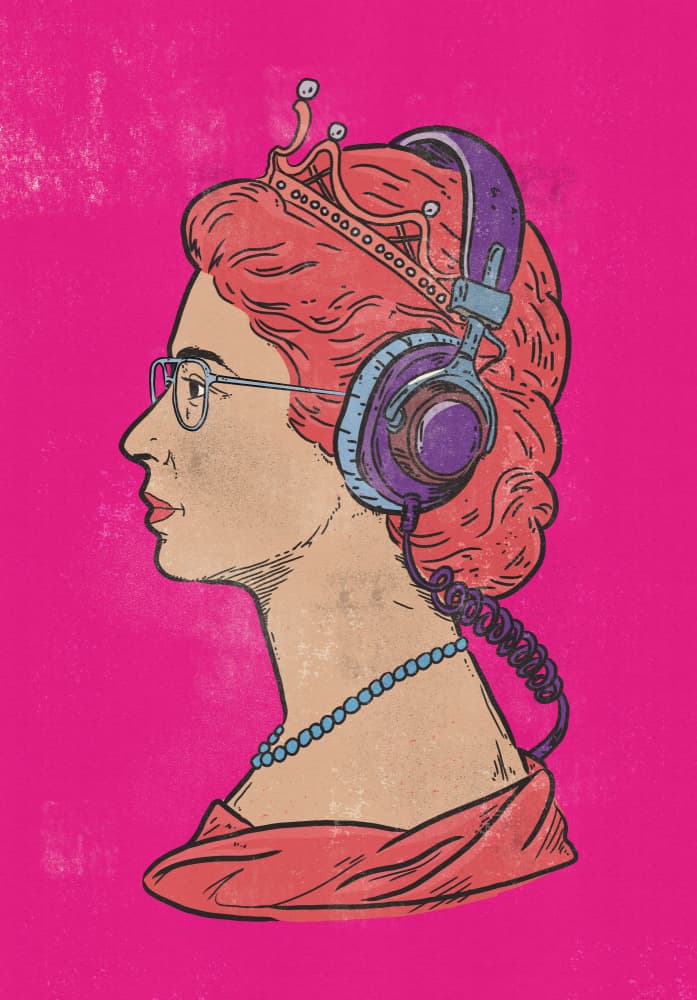 Cool Queen Listening by Nicholas — canvas wall art