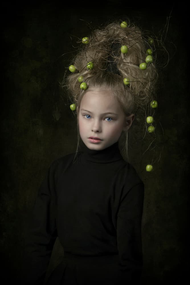 Girl With Green Berries by Carola Kayen-Mouthaan — canvas wall art