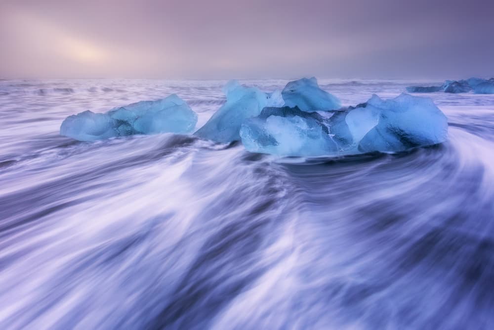 Glacial Ice Beach Waves by Rodrigo Núñez Buj — canvas wall art