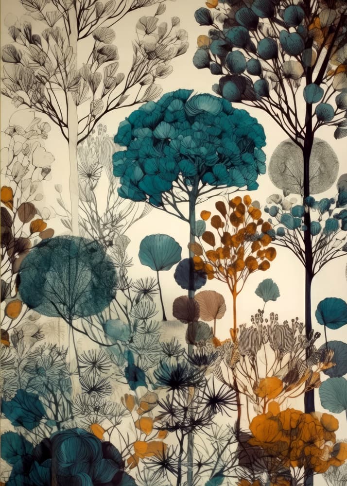 Vibrant Botanical Forest by Justyna Jaszke — canvas wall art
