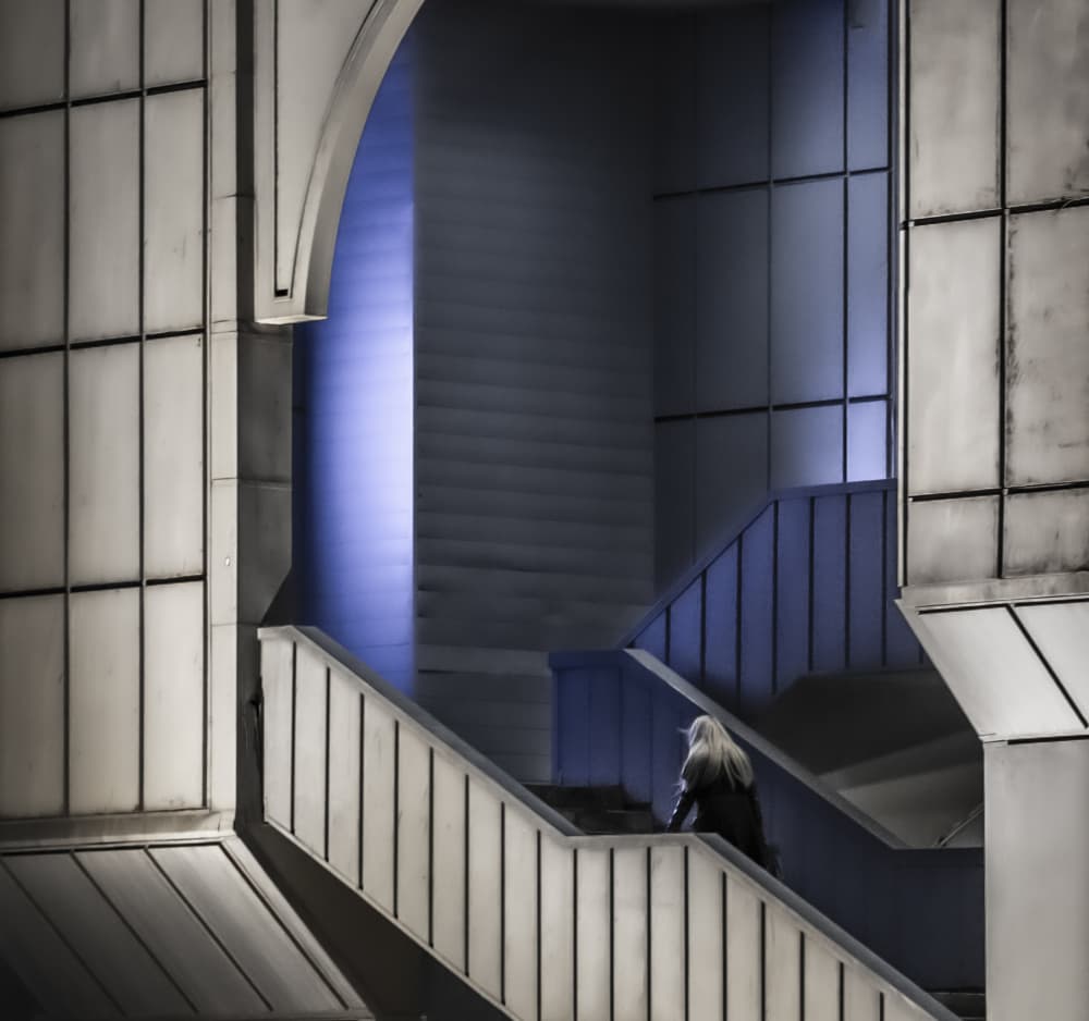 Solitary Blue Ascent by Ömer Ates Kızıltug — canvas wall art