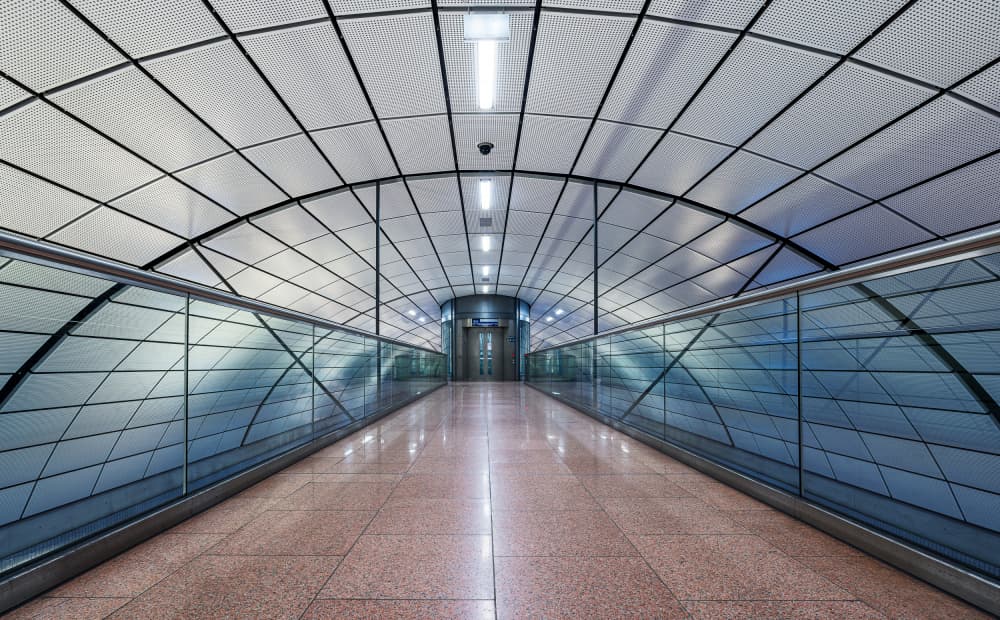 Bright Futuristic Corridor by Rene Tenteris — canvas wall art