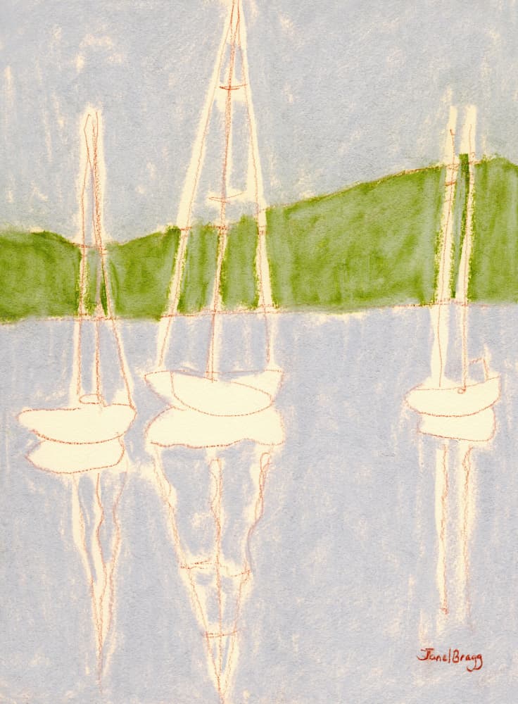 Calm Sailboat Reflections by Janel Bragg — canvas wall art