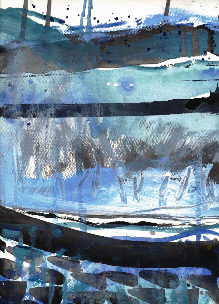 Winter Blue Landscape by Deb Chaney — canvas wall art