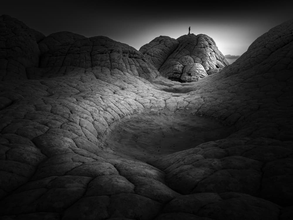 Solitary Figure Desert Landscape by Bing Li — canvas wall art