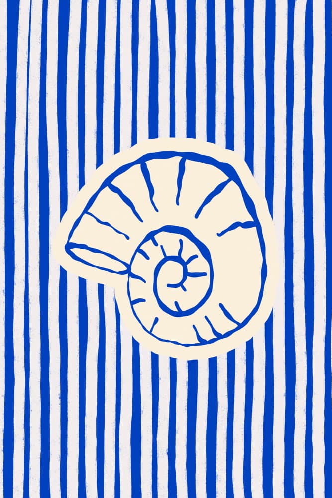 Blue Striped Nautilus by Treechild — canvas wall art