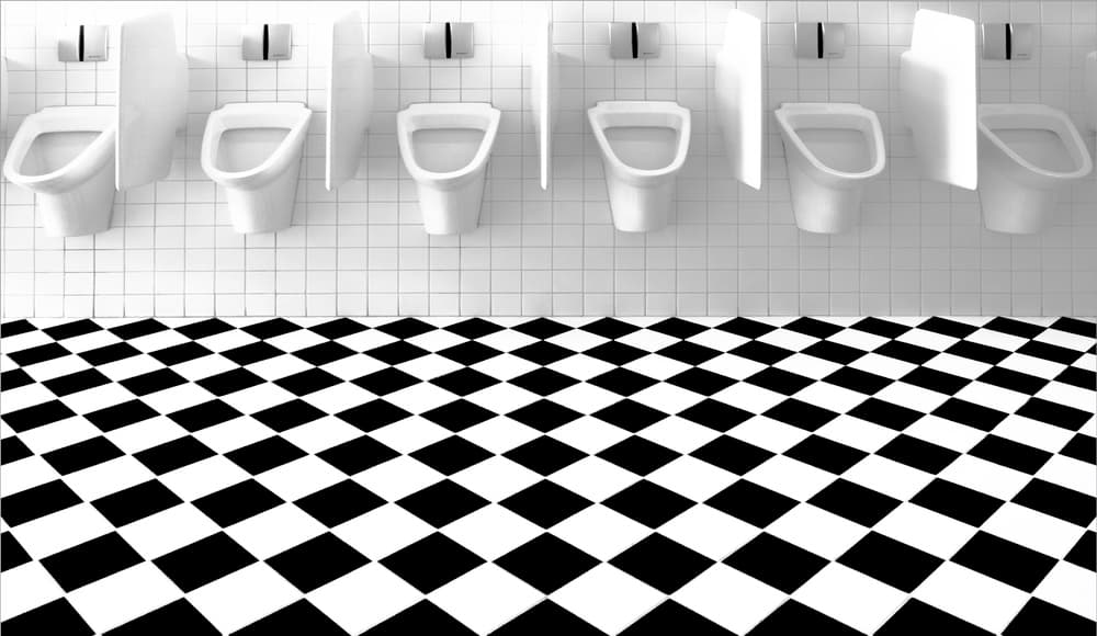 White Urinals Checkered Floor by Gilbert Claes — canvas wall art