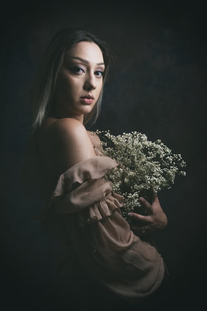Moody Floral Portrait by Christian Kurz — canvas wall art