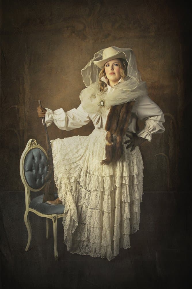 Elegant Lady with Rifle by Carola Kayen-Mouthaan — canvas wall art