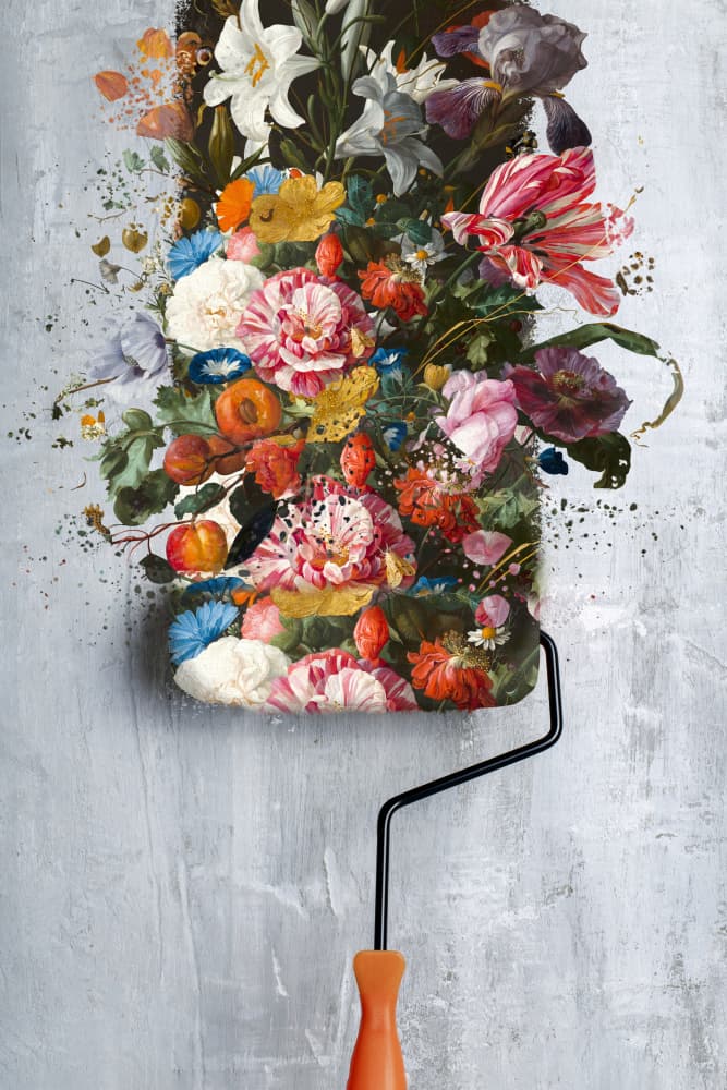 Floral Paint Roller by Marja van den Hurk — canvas wall art