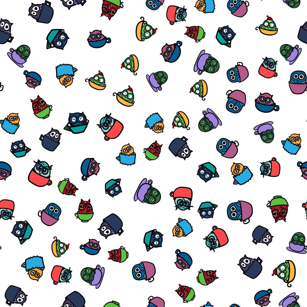 Whimsical Owls in Cups by Marika Barsrsind β canvas wall art