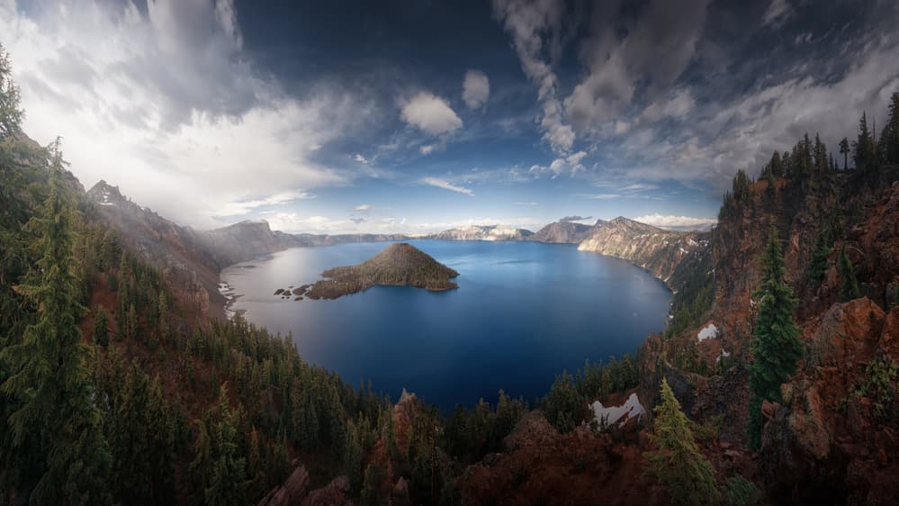 Crater Lake Panorama by Juan Pablo de Miguel — canvas wall art